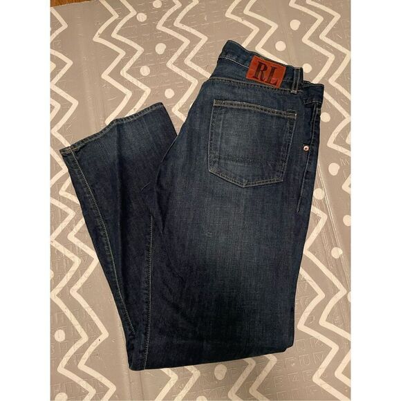 RL Ralph Lauren Straight Leg Zip Fly Ashmore Original Polo Jeans Company 34x32 - Picture 1 of 6